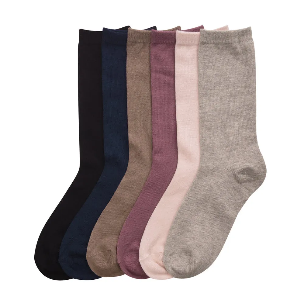 12 Pair Knocker Crew Socks Assorted Solid Color Women Casual Wear Work Size 9-11