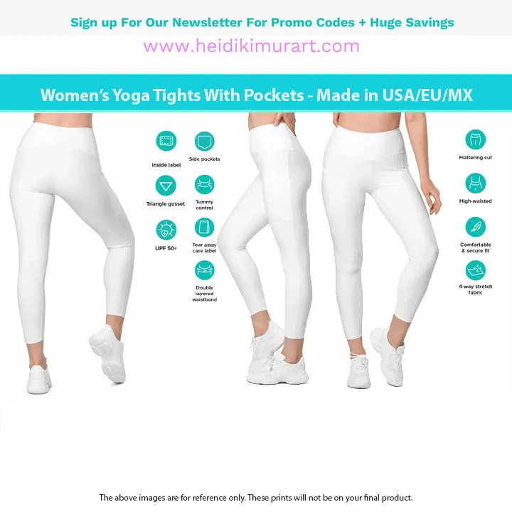 Abstract Women's Tights With Pockets, Purple Abstract Best Leggings With Pockets For Women - Made in USA/EU/MX