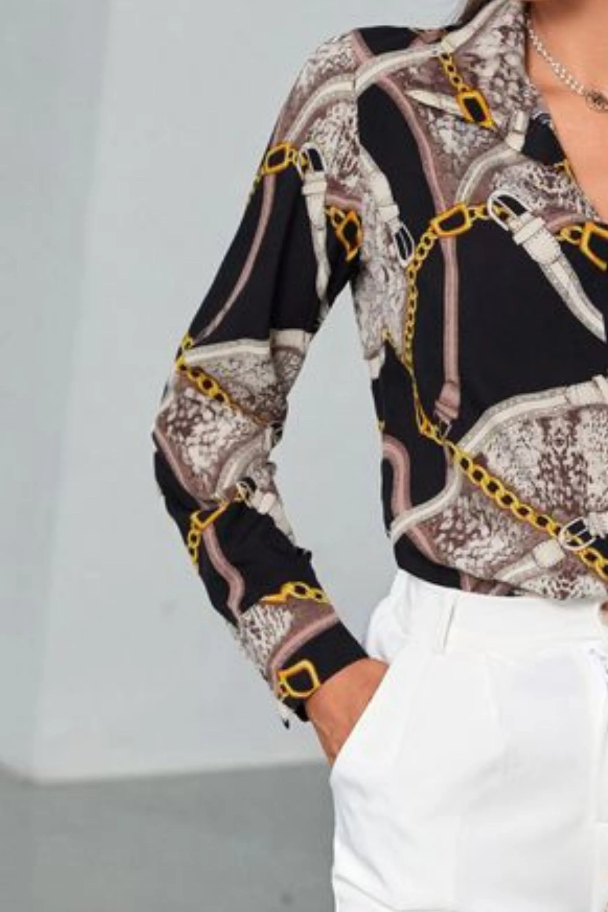 CHAIN SNAKE SATIN SHIRT