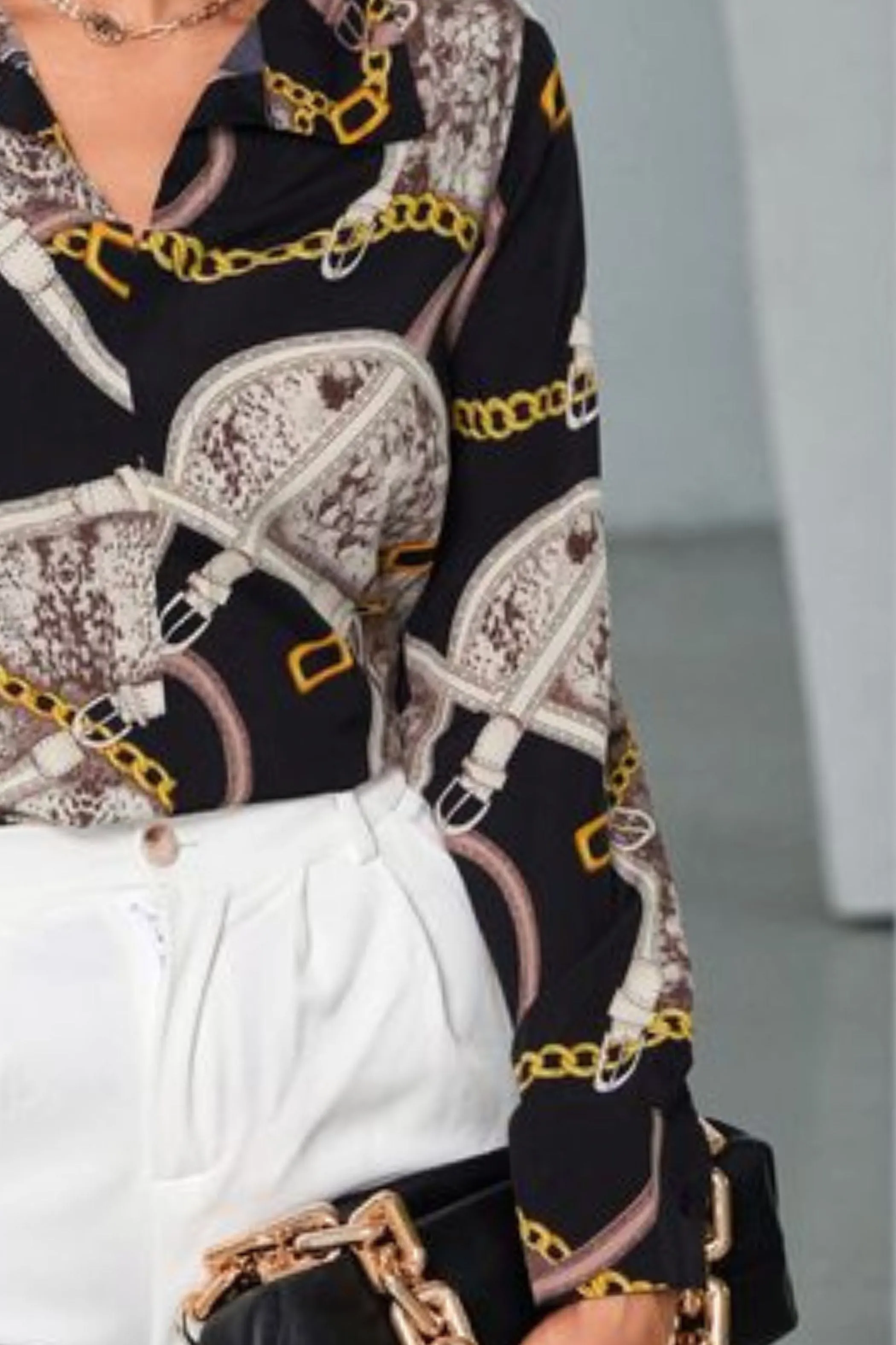 CHAIN SNAKE SATIN SHIRT