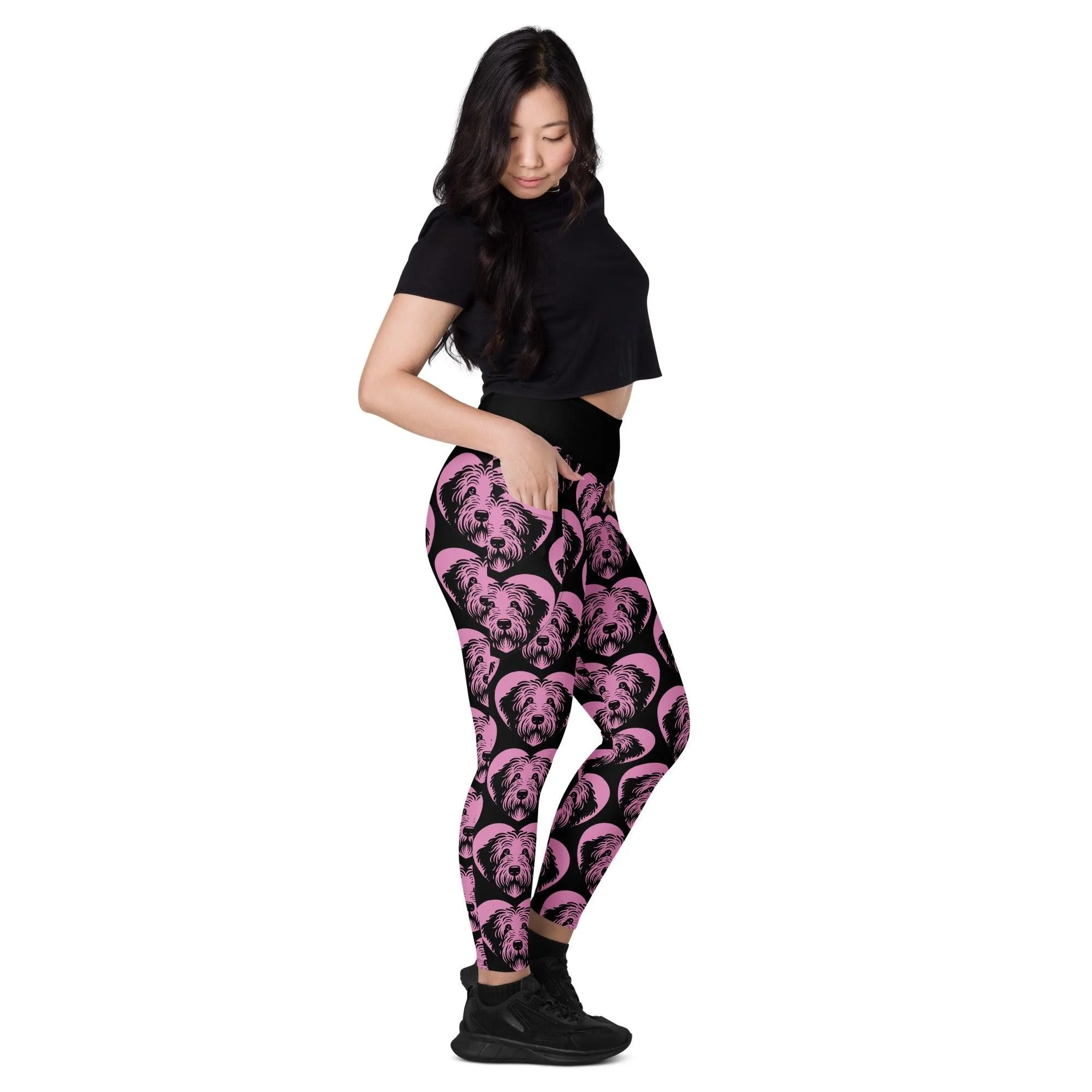 DOG BREED LEGGINGS with pockets - KOMONDOR - HERTTAHOUND - pink