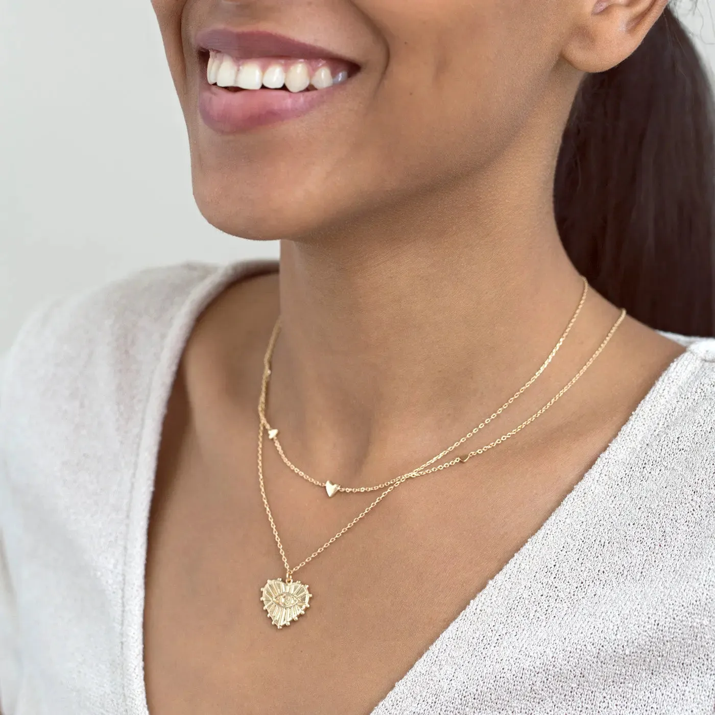 Evil Eye Heart Necklace