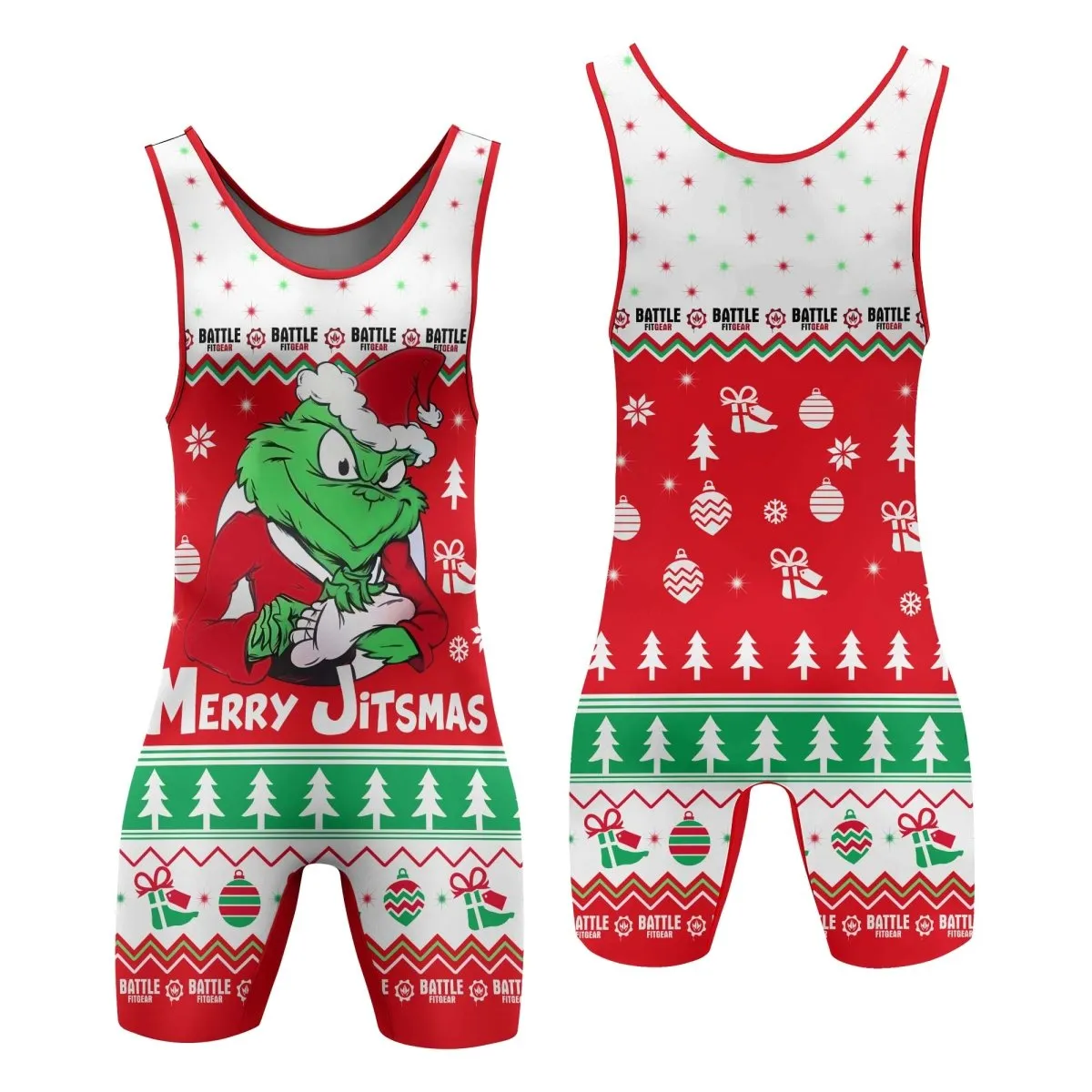 Funny Santa Grinch Wrestling Singlets