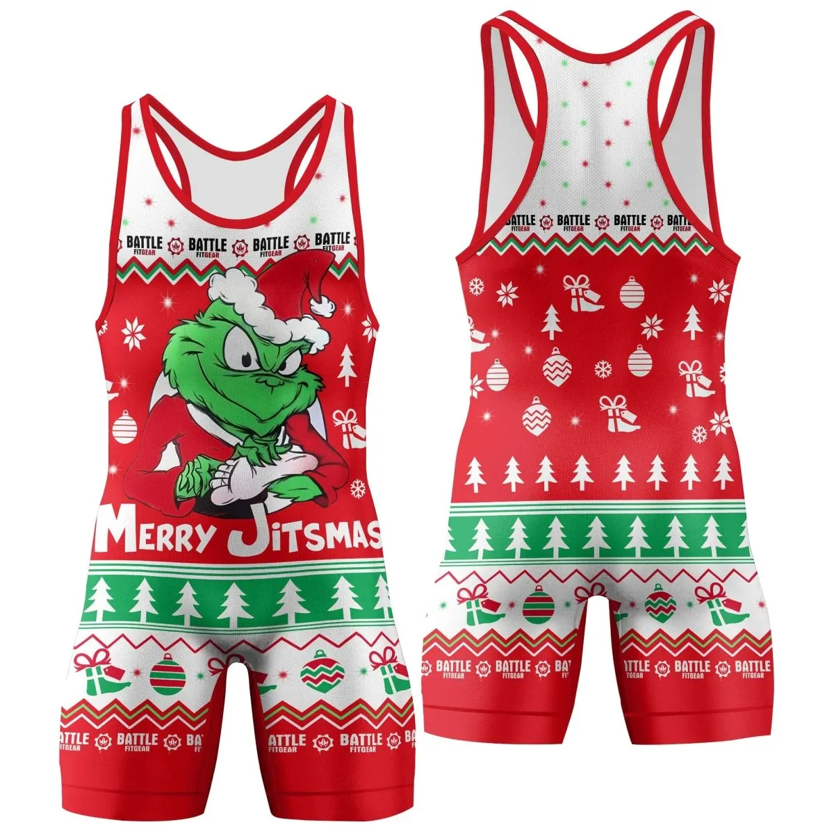 Funny Santa Grinch Wrestling Singlets