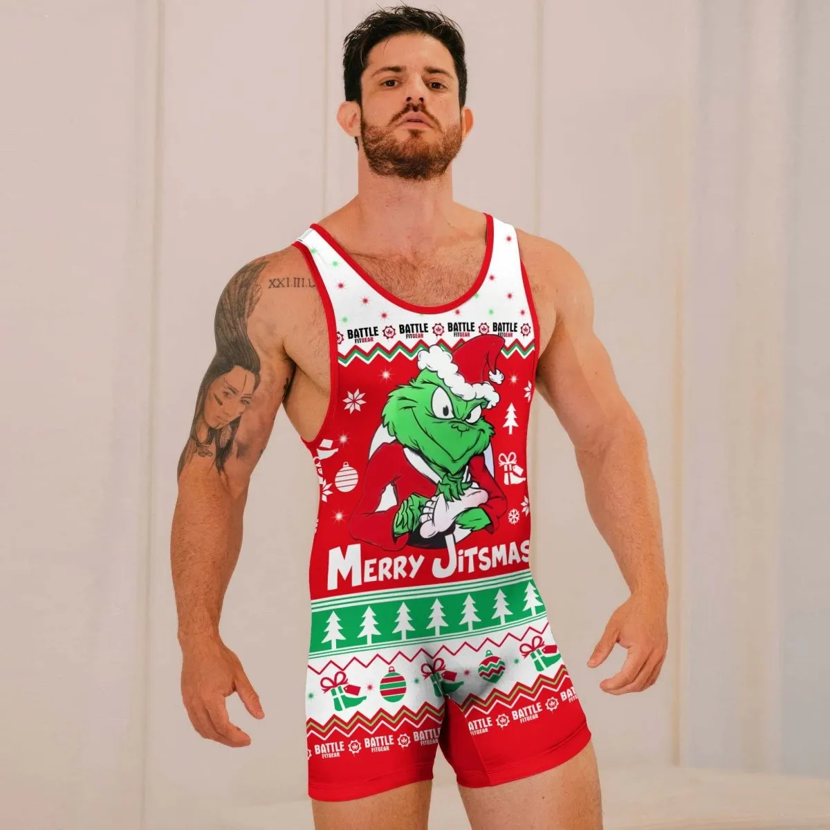 Funny Santa Grinch Wrestling Singlets