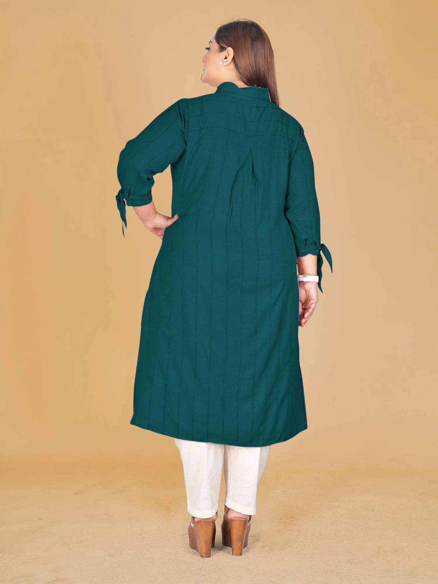 Green Striped High-Low Tunic Top