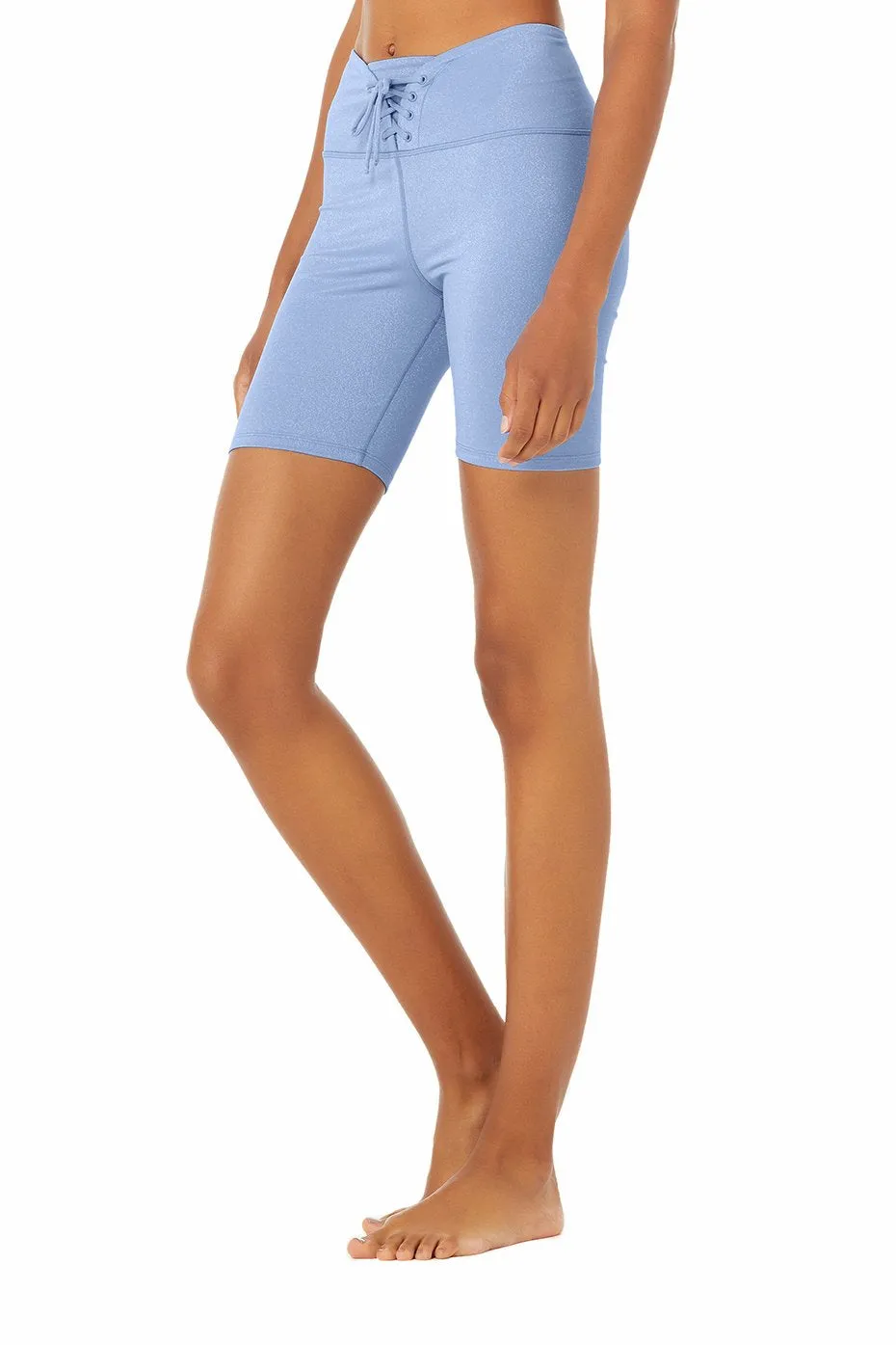 High-Waist Lace-Up Glitter Short