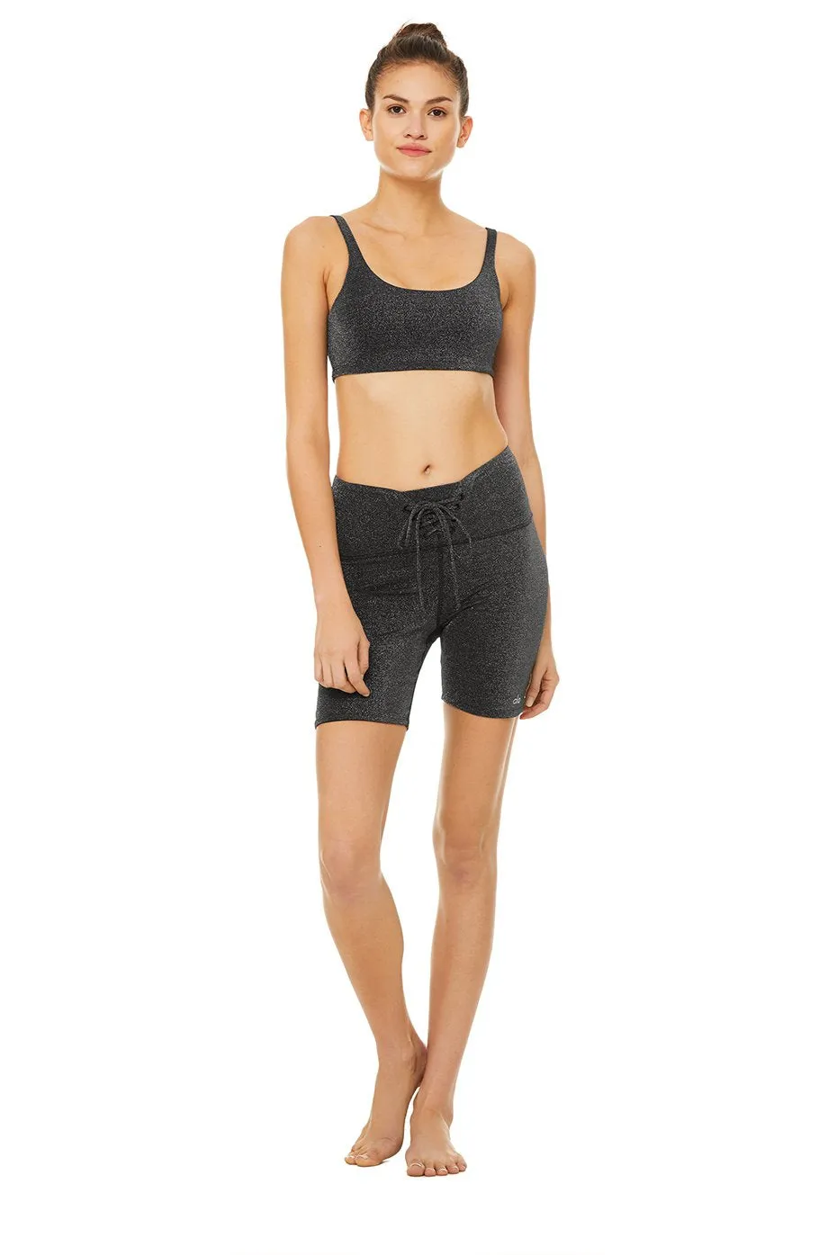 High-Waist Lace-Up Glitter Short