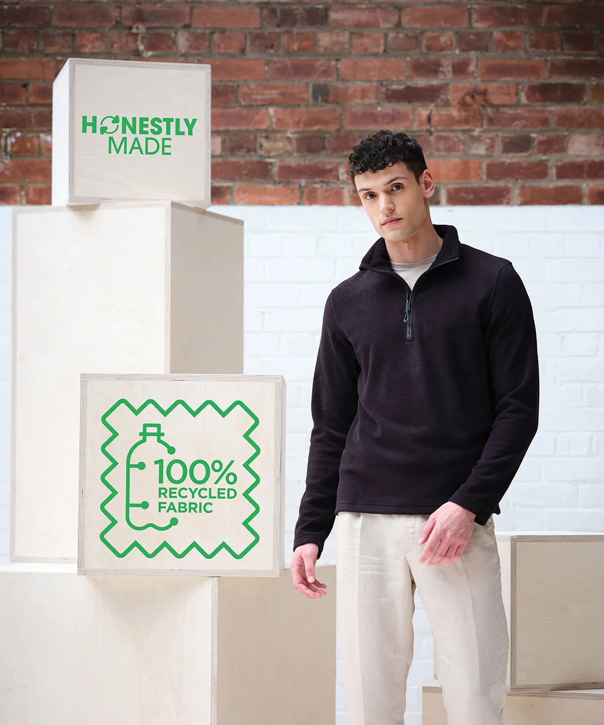 Honestly made recycled half zip fleece