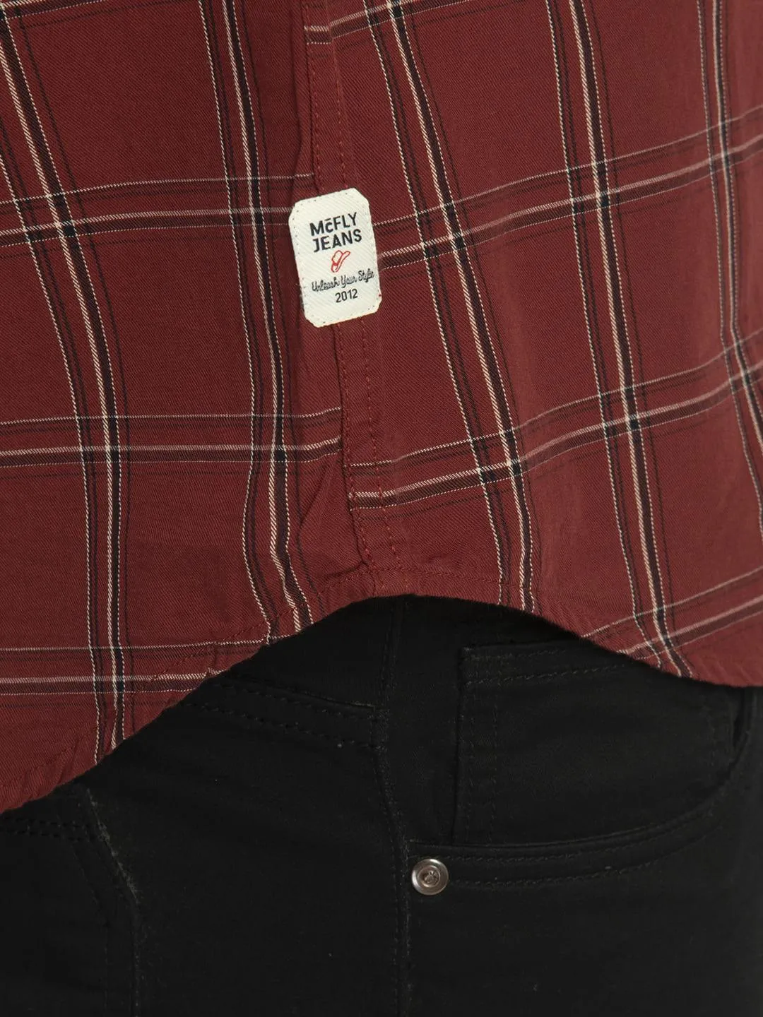 Men’s Checkered Maroon Spread Collar Shirt