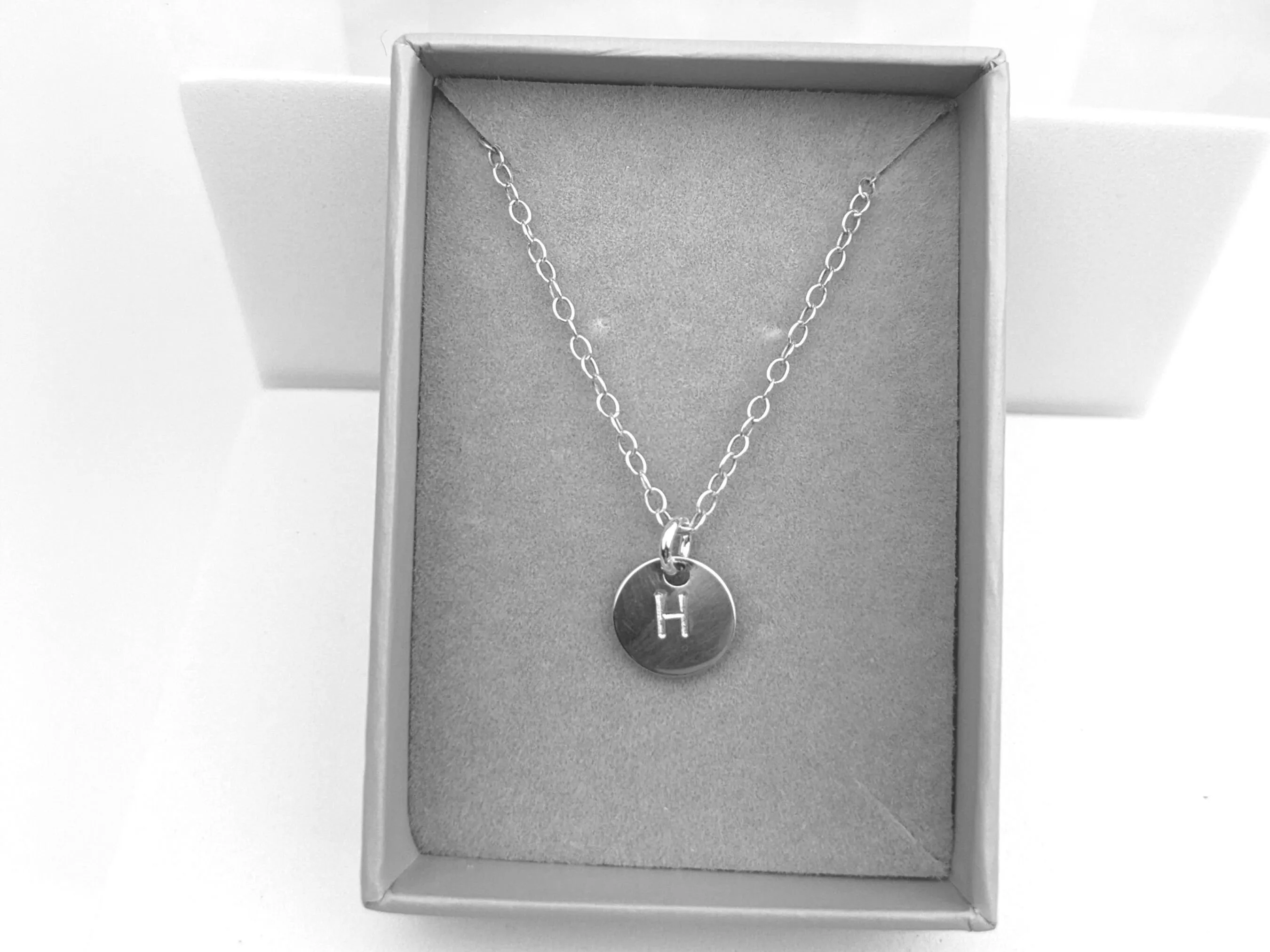 Personalised Initial Necklace// monogram layering necklace, silver name pendant, disc letter pendant, engraved jewellery