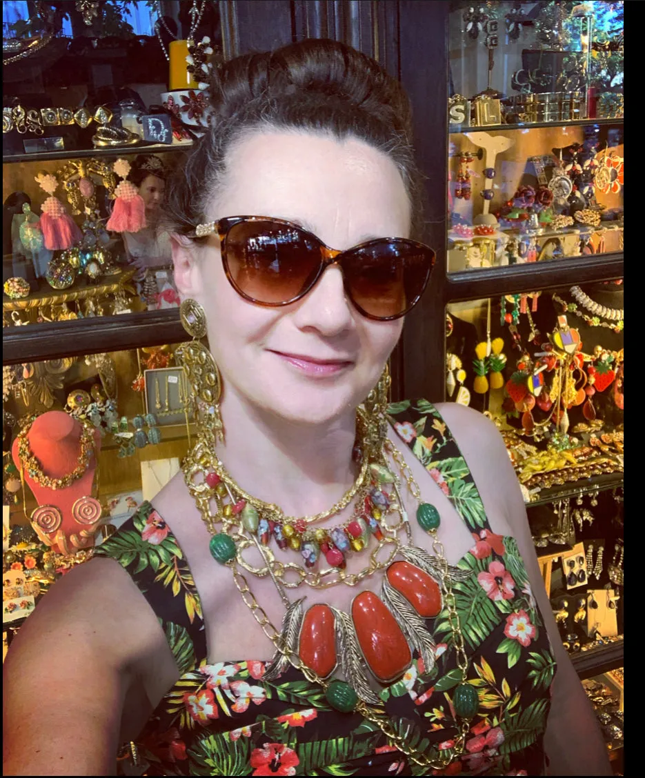Red Feather Statement Necklace
