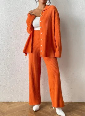 Rib Knit Sweater | Pant Set