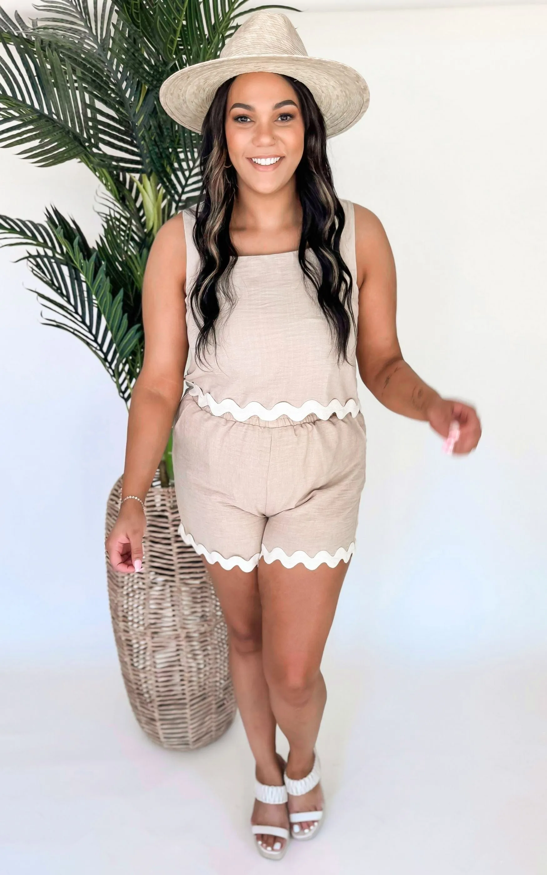 Ric Rac Trim High Waist Shorts*