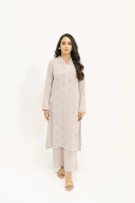 Spring Summer 24 - Nina Tia Pink Textured Suit With White Floral Embroidery