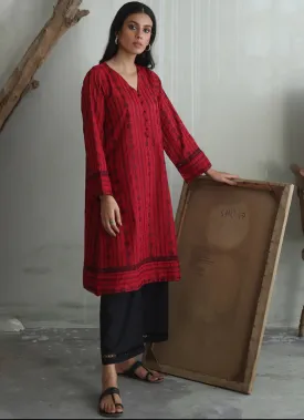 Spring Summer Pret '24 - Deep Red Chikan Kurta 18443
