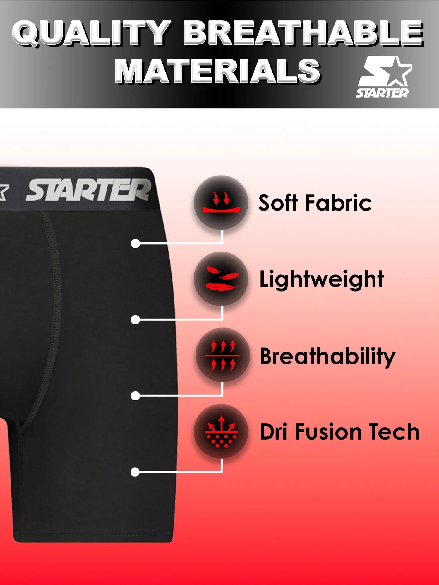 Starter Mens and Big Mens Active Performance Boxer Briefs, 6-Pack, Sizes S-5X