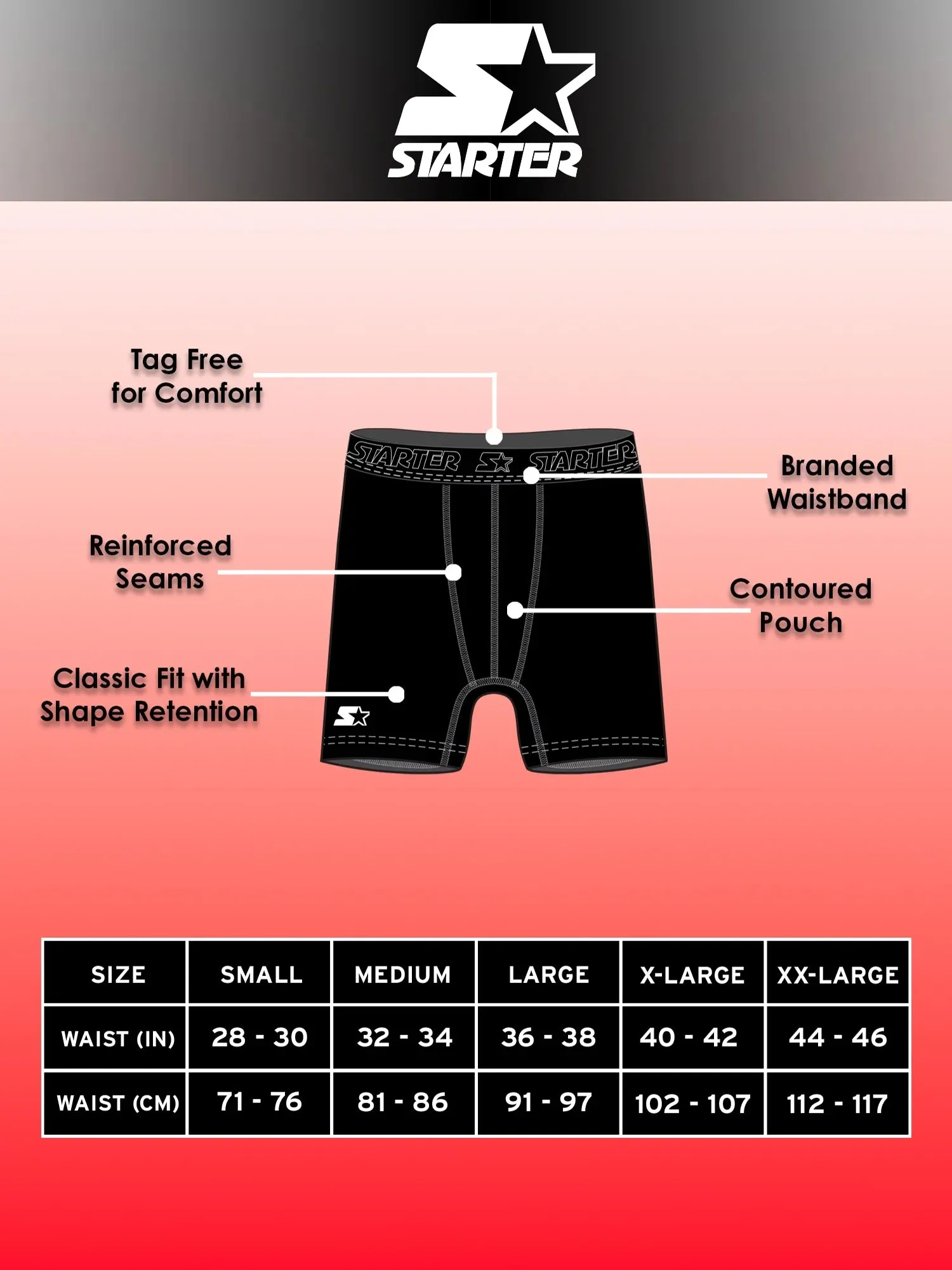 Starter Mens and Big Mens Active Performance Boxer Briefs, 6-Pack, Sizes S-5X