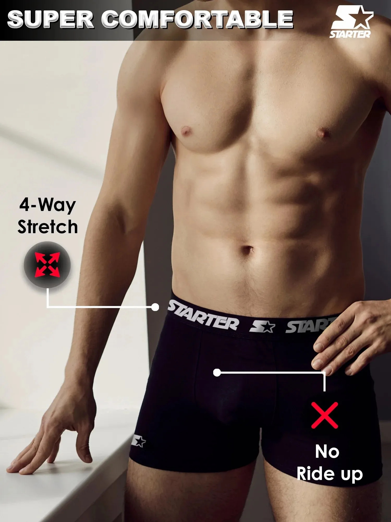 Starter Mens and Big Mens Active Performance Boxer Briefs, 6-Pack, Sizes S-5X