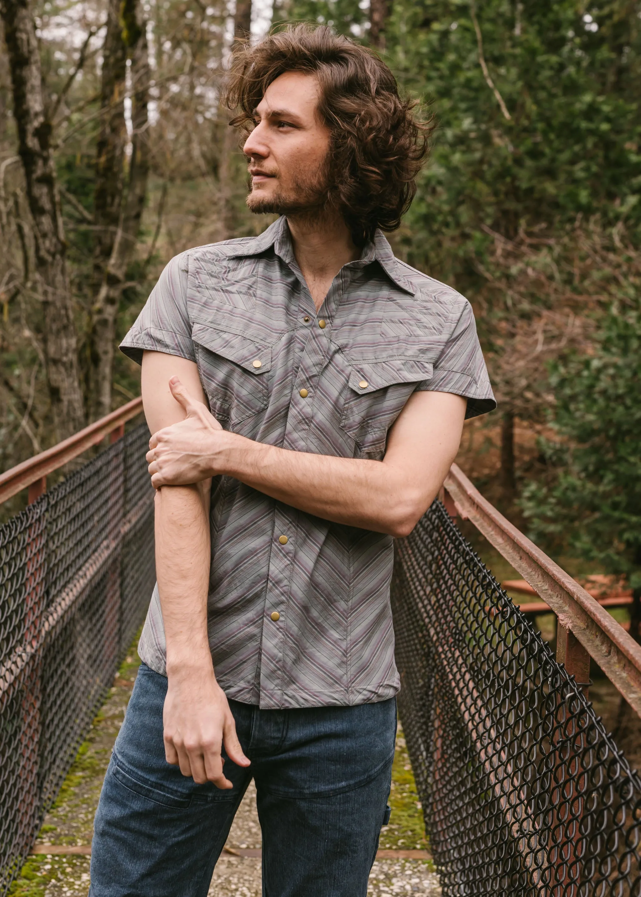 Striped Gayya Shirt - Grey