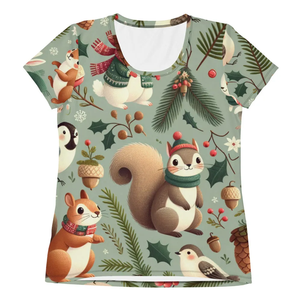 Whimsical Winter Wear Women's Athletic T-Shirt