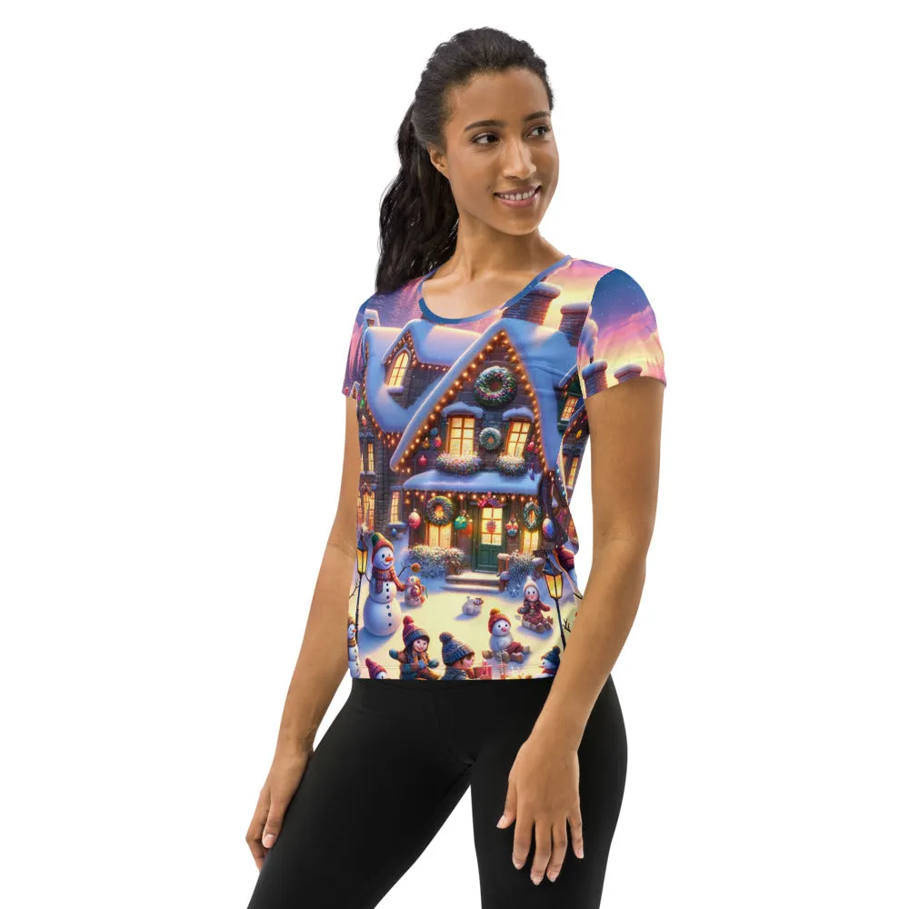 Whimsical Winter Wear Women's Athletic T-Shirt