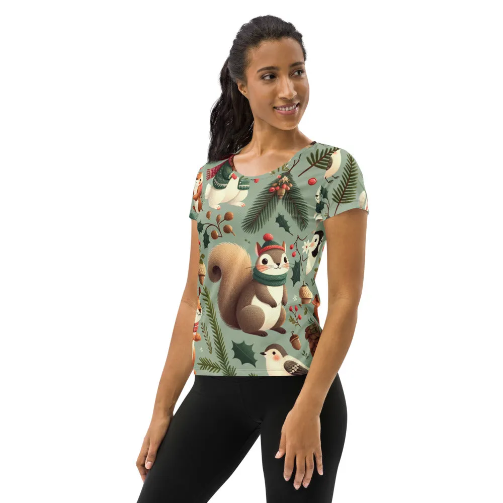 Whimsical Winter Wear Women's Athletic T-Shirt