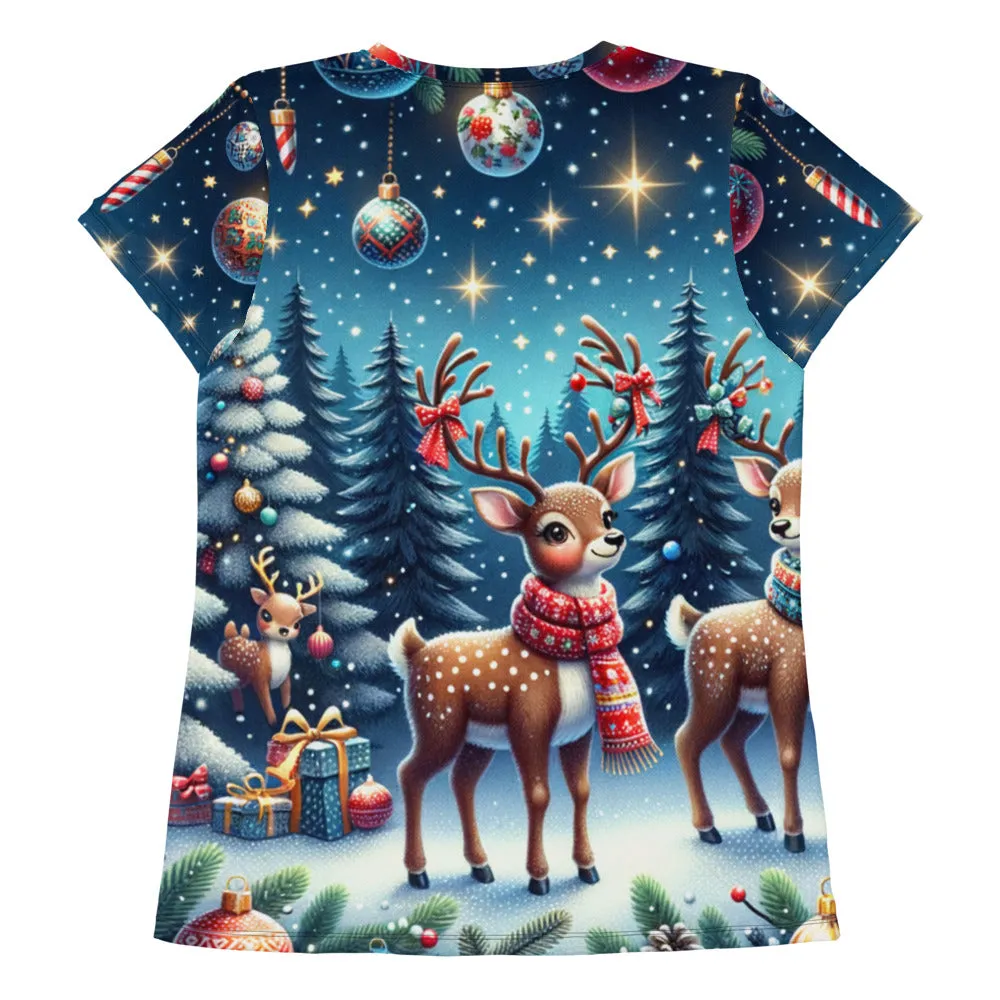 Whimsical Winter Wear Women's Athletic T-Shirt