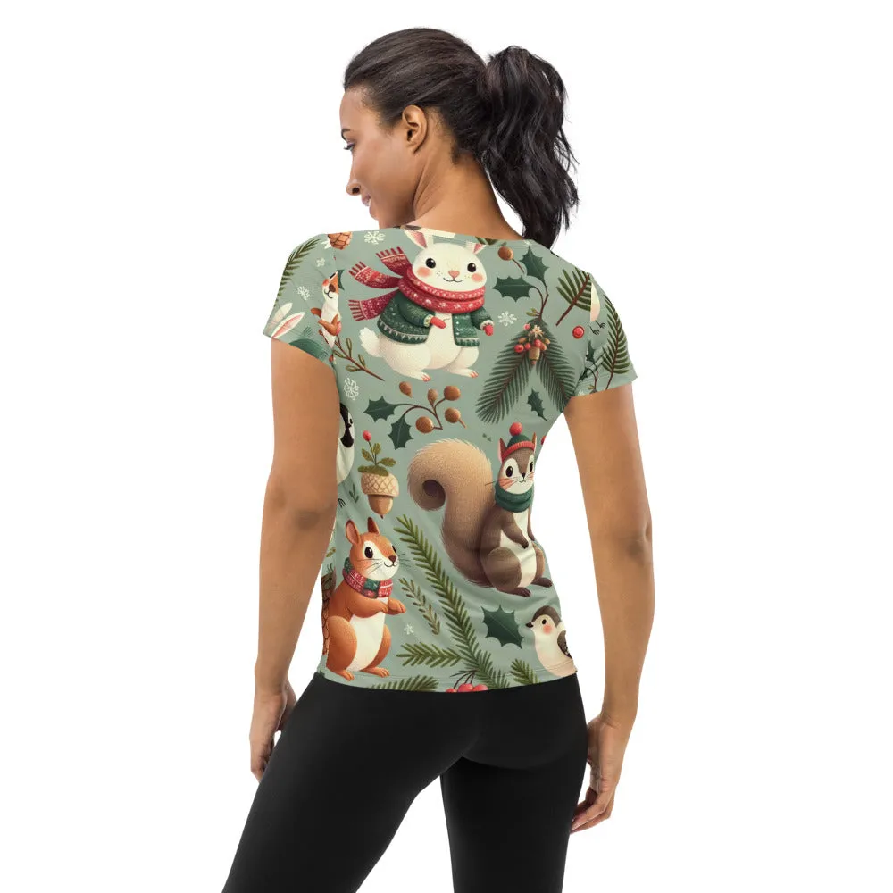 Whimsical Winter Wear Women's Athletic T-Shirt