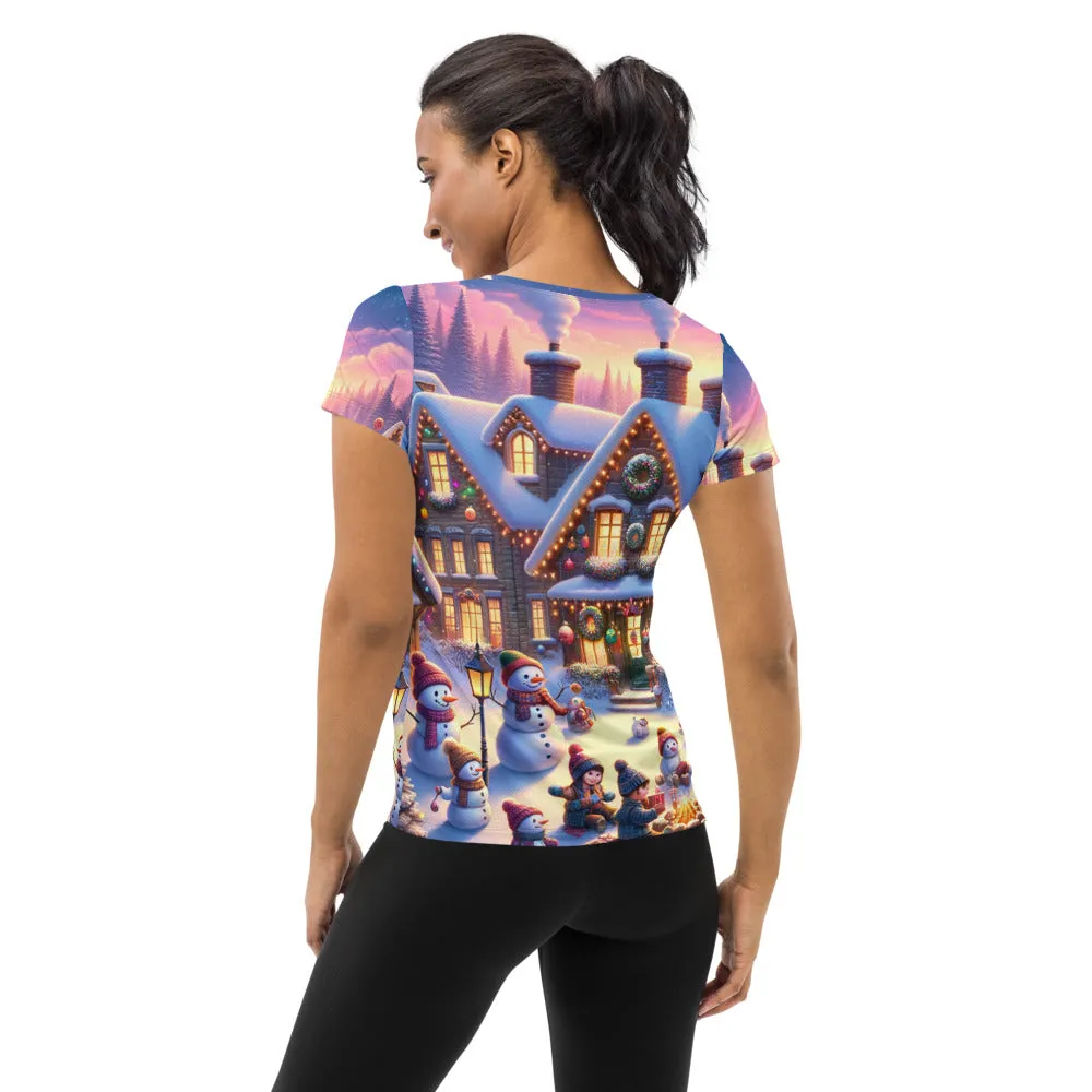 Whimsical Winter Wear Women's Athletic T-Shirt