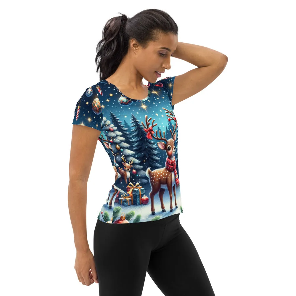 Whimsical Winter Wear Women's Athletic T-Shirt