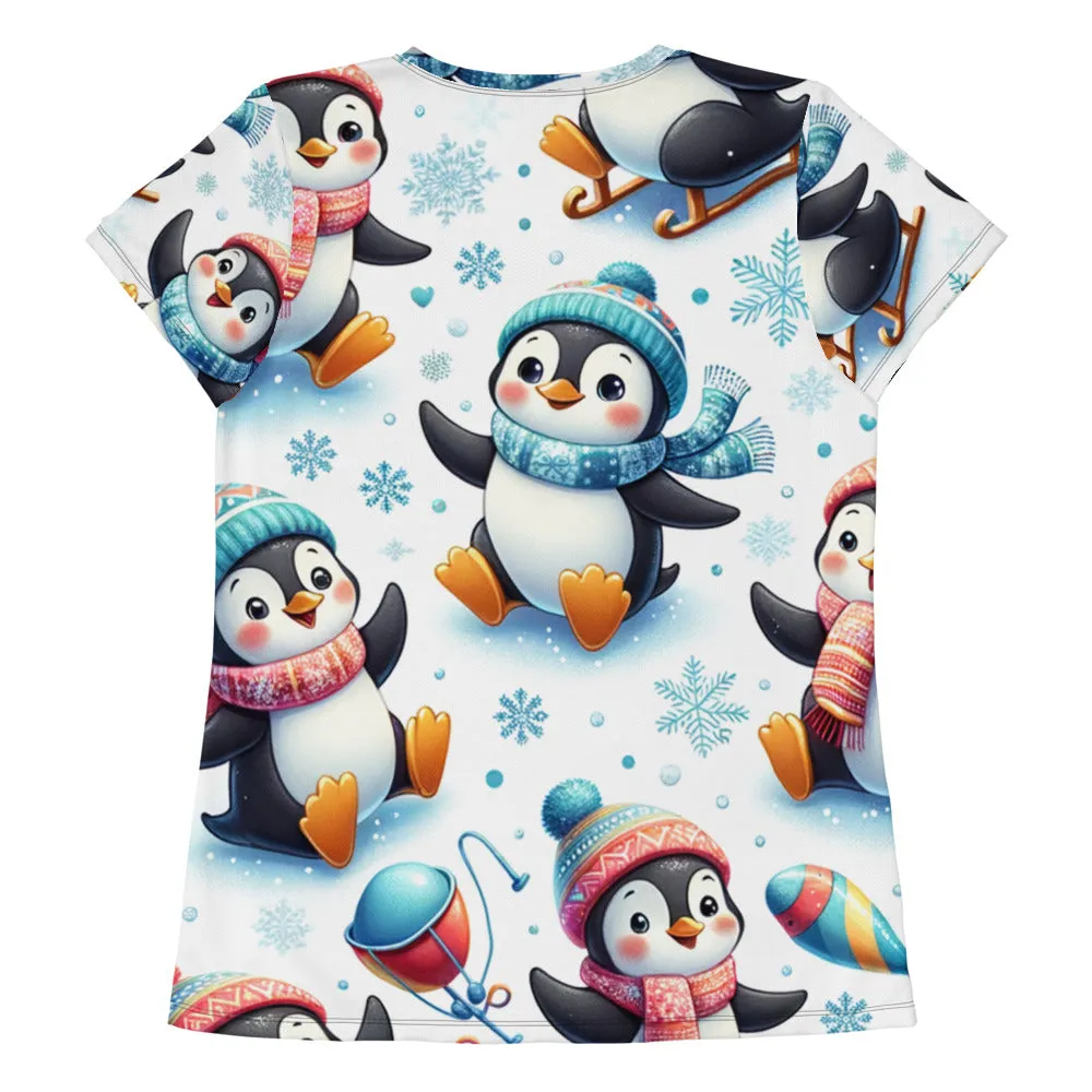 Whimsical Winter Wear Women's Athletic T-Shirt