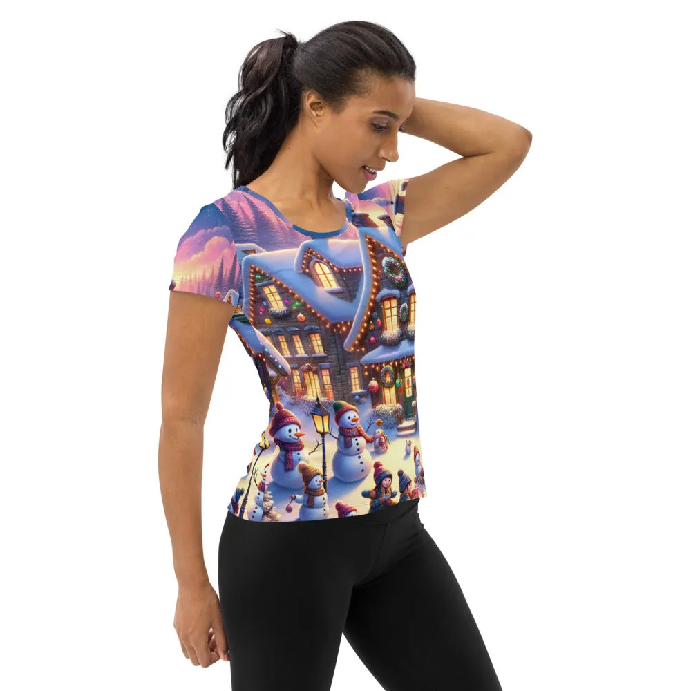 Whimsical Winter Wear Women's Athletic T-Shirt