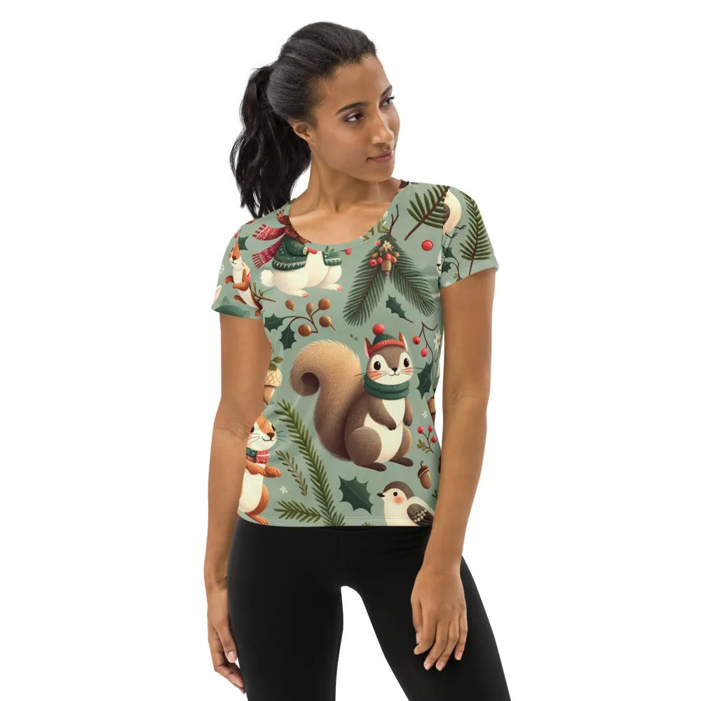 Whimsical Winter Wear Women's Athletic T-Shirt