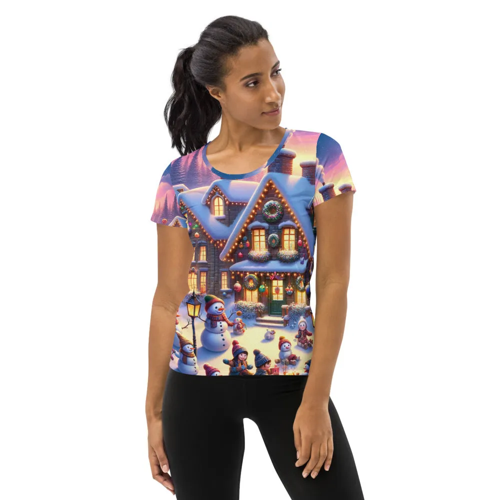 Whimsical Winter Wear Women's Athletic T-Shirt