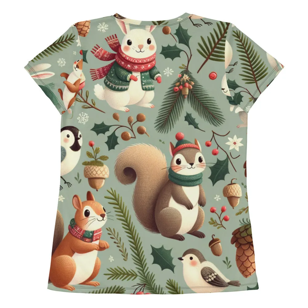Whimsical Winter Wear Women's Athletic T-Shirt