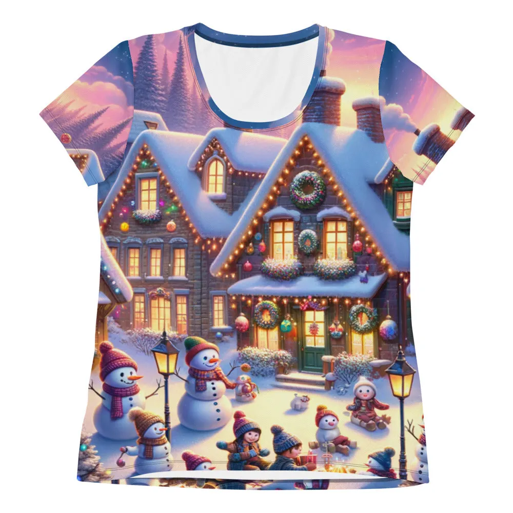 Whimsical Winter Wear Women's Athletic T-Shirt