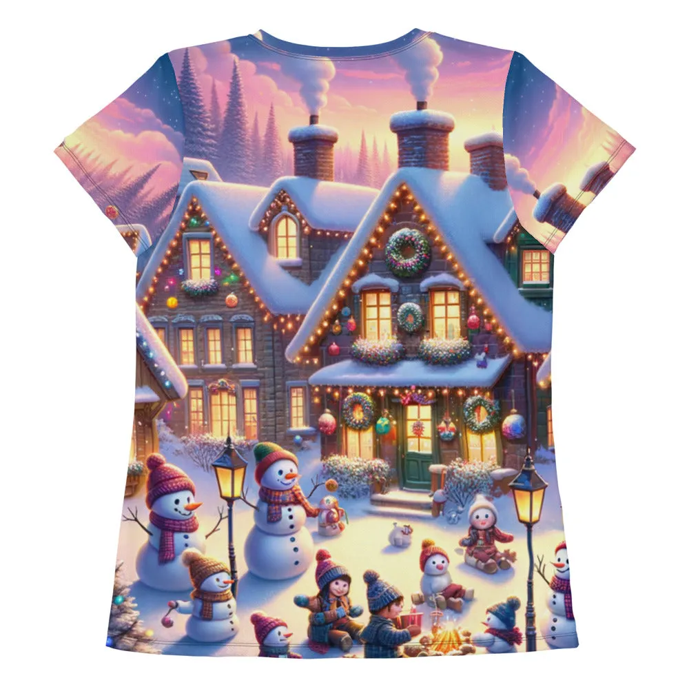 Whimsical Winter Wear Women's Athletic T-Shirt