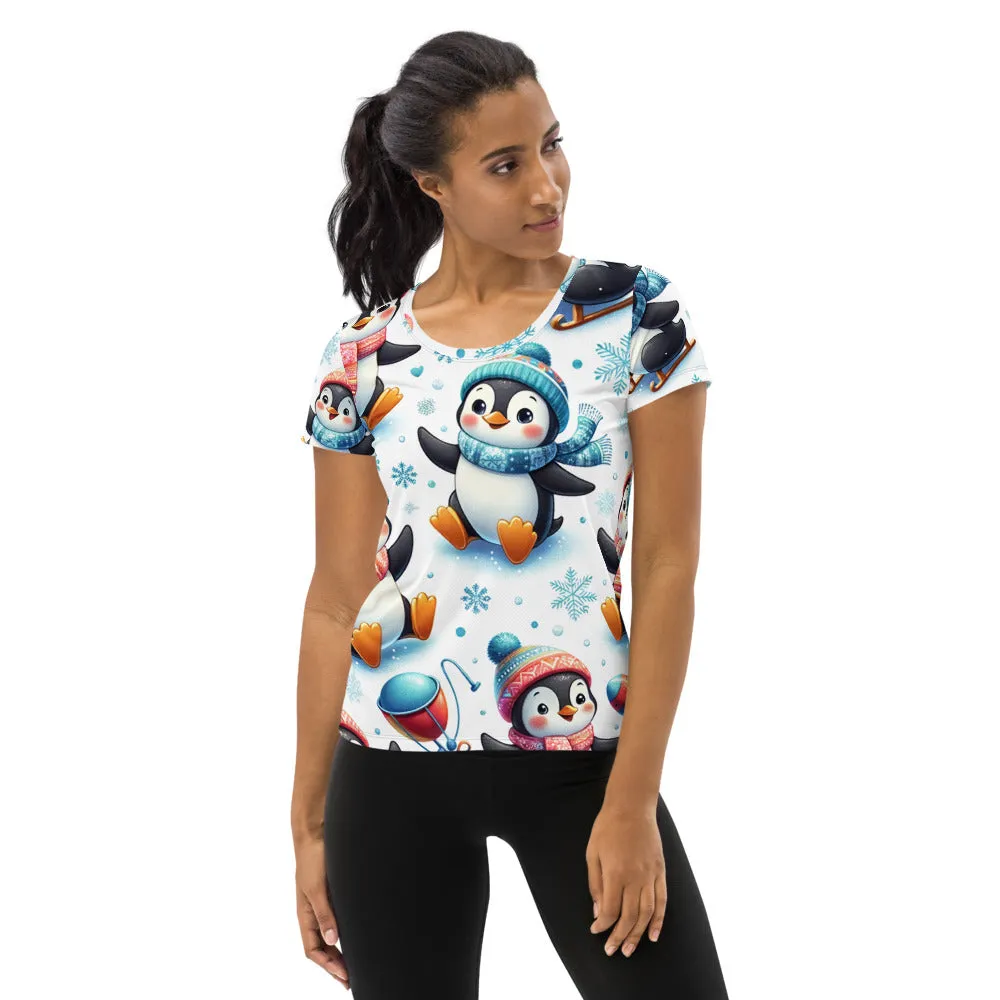 Whimsical Winter Wear Women's Athletic T-Shirt